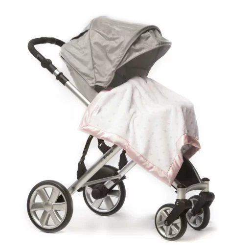 Stroller Blanket - Pastel & Sterling Dots, Pastel Pink - Image 2