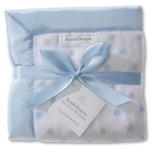 Stroller Blanket - Pastel & Sterling Dots, Pastel Blue