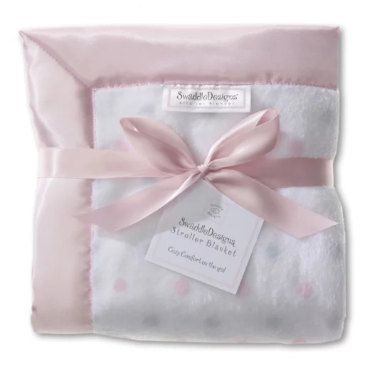 Stroller Blanket - Pastel & Sterling Dots, Pastel Pink