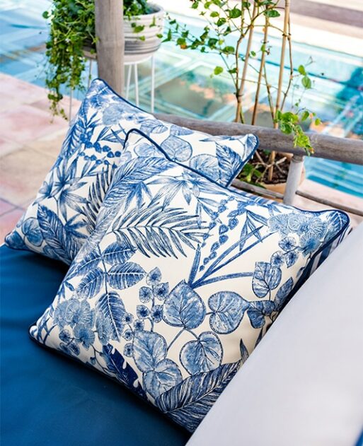 Blue Foliage Elegance Outdoor Cushion - Image 3