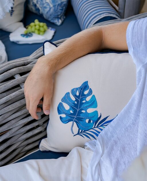 Palm Breeze Embroidered Cushion - Image 2