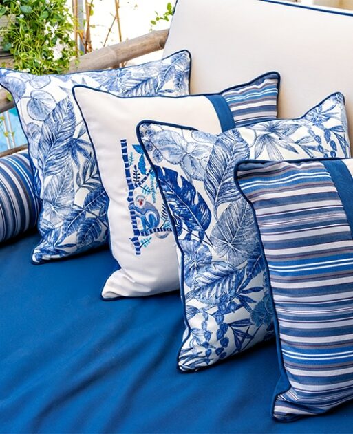 Blue Foliage Elegance Twin Cushion Set - Image 5