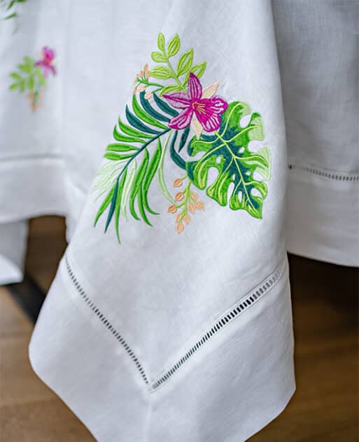 Tropical Opulence Hemstitch Linen Tablecloth 160*300 cm - Image 2