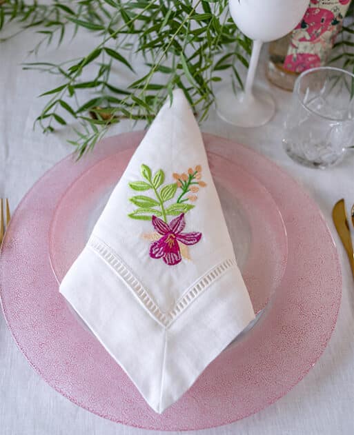 3 Tropical Elegance Hemstitch Linen Napkins - Image 3
