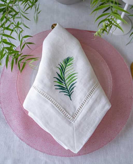 Verdant Elegance Double-Layered Linen Napkins