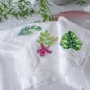 3 Tropical Elegance Hemstitch Linen Napkins