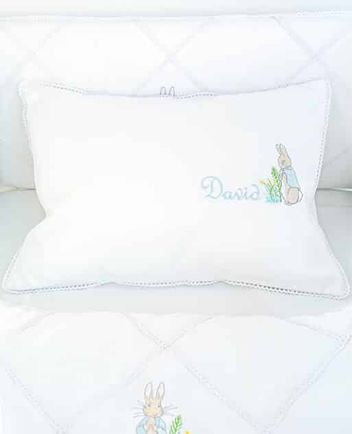 Personalized Peter Rabbit Baby Pillowcase / ציפית לכרית עם פיטר הארנב ושם