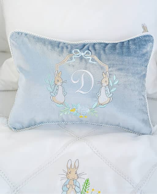 Personalized Peter Rabbit Velvet Pillow / כרית קטיפה פיטר הארנב עם אות