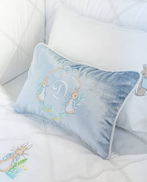 Personalized Peter Rabbit Velvet Pillow / כרית קטיפה פיטר הארנב עם אות - Image 4