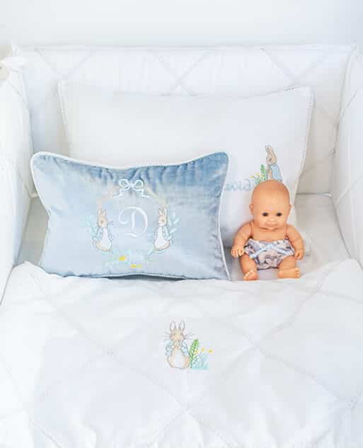 Personalized Peter Rabbit Velvet Pillow / כרית קטיפה פיטר הארנב עם אות - Image 5