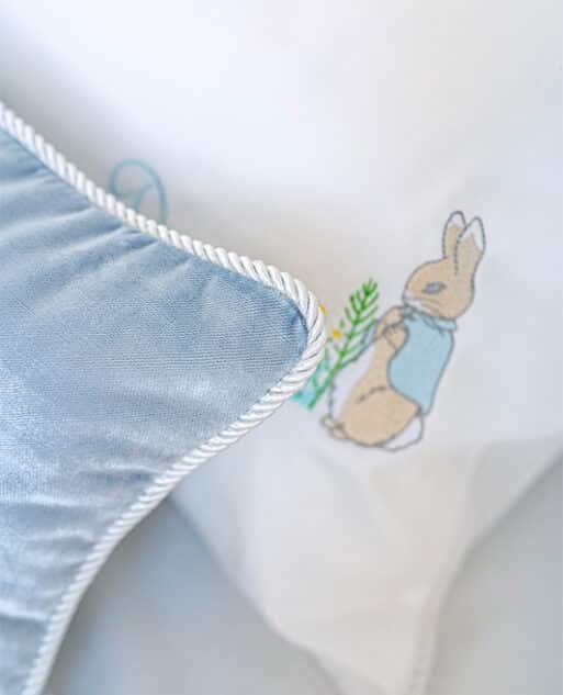 Personalized Peter Rabbit Velvet Pillow / כרית קטיפה פיטר הארנב עם אות - Image 2