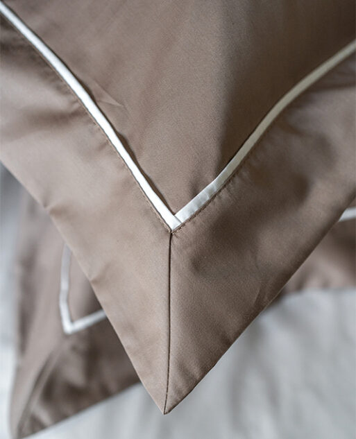 Cocoa Elegance Pillowcase with White Trim