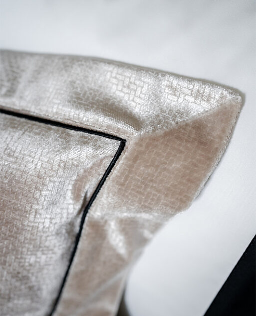 Velvet Decorative Pillows – Beige with Black Trim - Image 2