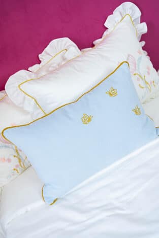 Butterfly Linen-Cotton Cushion – Sky Blue