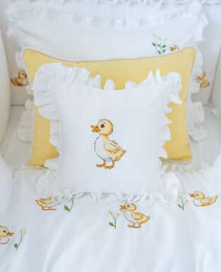 Little Ducklings Ruffle Accent Pillow
